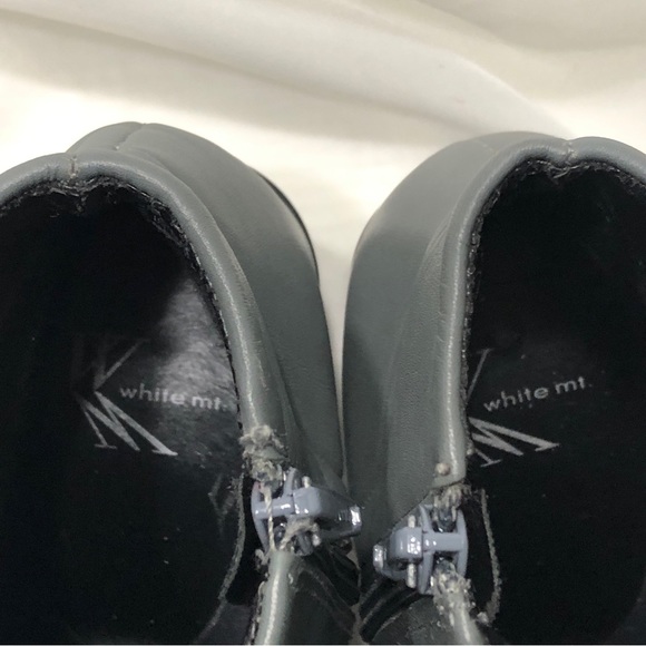 White Mountain Shoe Women 6 Ankle Boot Fairchild Gray Sq Toe Chunk Heel Leather - Picture 7 of 13